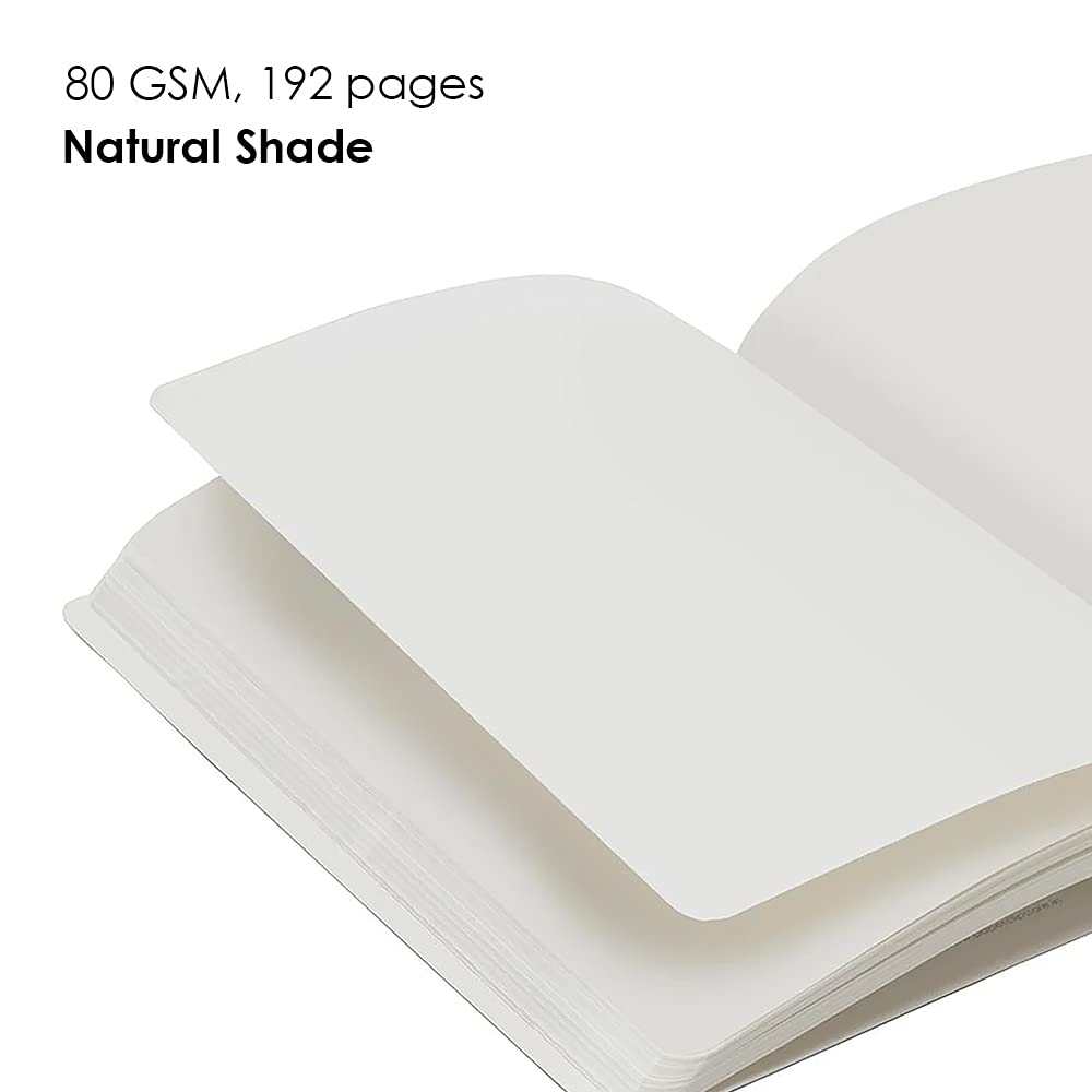 myPAPERCLIP Executive Series Medium Plain Notebook | 192 Pages, 80 GSM, Soft Cover, Medium Size (5 x 8.25 in) | Flat Lay | Bookmark, Elastic Closure & Back Pocket | Blue