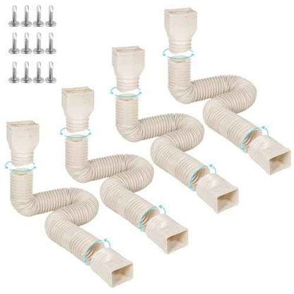 Rain Gutter Downspout Extensions Flexible, Drain Downspout Extender,Down Spout Drain Extender, Gutter Connector Rainwater Drainage,Extendable from 21 to 68 Inches(4 Pack, Limestone)