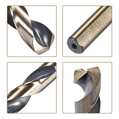 uxcell Reduced Shank Twist Drill Bits 14mm Black Nitride & Gold Titanium Coated High Speed Steel 4341 with 10mm (3/8") Shank for Stainless Steel Alloy Metal Plastic Wood