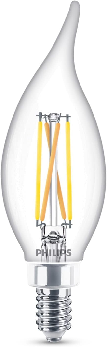 PHILIPS LED 60W BA11 E12 Chandelier Bulbs 3-Pack Ultra Definition Soft White (2700K) 500 Lumen (5W = 60W) Dimmable Flicker-Free LED Candelabra Bulbs