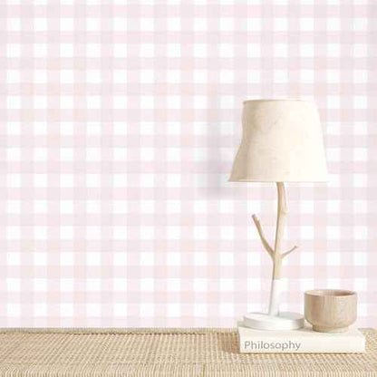 Cohoo Home Pink Plaid Peel and Stick Wallpaper Boho Plaid Contact Paper for Cabinets Pink Checkered Geinham Contact Paper Self Adhesive Removable Wallpaper Bathroom Nursery Waterproof 17.3inW 78.7inL