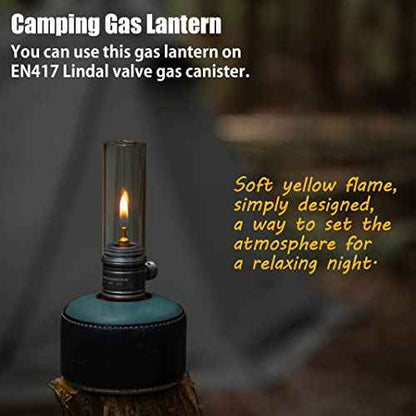 CAMPINGMOON Gas Candle Lantern w/ EN417 Lindal Valve Standrad Camping Canister T-1D