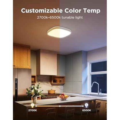 Govee Smart Ceiling Light, RGBIC LED Square Ceiling Light Fixture Works with Matter, 2400LM Flush Mount Light Fixture, DIY Colors, 2700K-6500K Dimmable for Bedroom, Living Room, 12 Inch, 1 Pack