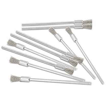 Uenhoy 10 Pieces Extended Stainless Steel Wire Cleaning End Brushes Pen Shaped Polishing Wire Brushes for Rust Paint Removal, 1/8" (3mm) Shank, 1/4" (6mm) End Brush