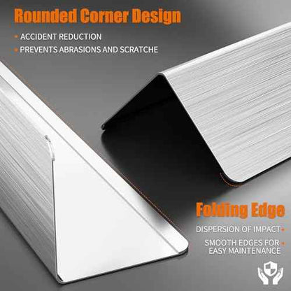 2x2x48 Inch 304 Stainless Steel Wall Corner Guards (5-Pack) Heavy Duty Rounded Corner Protector, Smooth Folded Edge Design for Wall Protection Stainless Steel Slab
