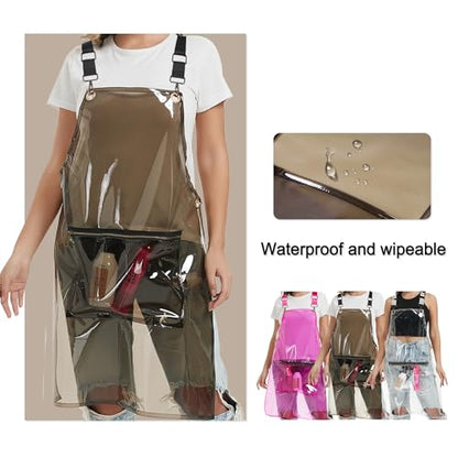 Hair Stylist Apron with pocket - Waterproof Transparent Salon Apron,One-Size-Fits-Most, Adjustable webbing