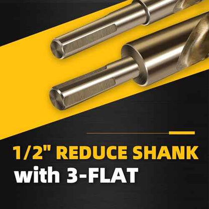 3/4" Cobalt Drill Bit, 1/2" Reduced Shank with 3-Flats,Suitable for Drilling in Hard Metal, Stainless Steel, Cast Iron,2 Pieces