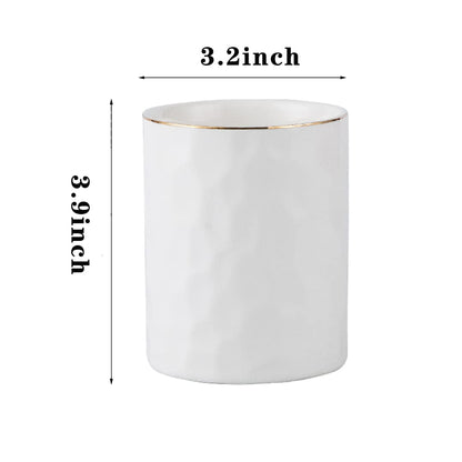 Aewill Ceramic Pen Holder Stand Cup Pencil Holder Organizer Makeup Brush Holders for Home Office Desk (White)