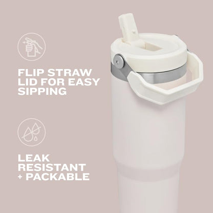 Stanley IceFlow Stainless Steel Tumbler - Vacuum Insulated Water Bottle for Home, Office or Car Reusable Cup with Straw Leak Resistant Flip Cold for 12 Hours or Iced for 2 Days, Ash, 30OZ