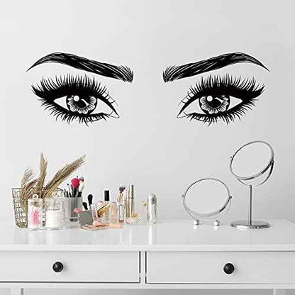 2 Pieces Eyes Wall Decal Big Eyes Wall Stickers Fashion Eyelash Sticker Women Beautiful Decals Decor for Living Room Bedroom (Classic Styles)