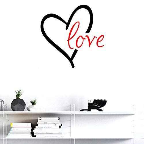 BIBITIME 16.93" x 16.93" Black Heart Red Love Wall Decal Valentine's Day Vinyl Sticker for Baby Infants Toddlers Nursery Bedroom Children Kids Room Decor Art PVC Murals