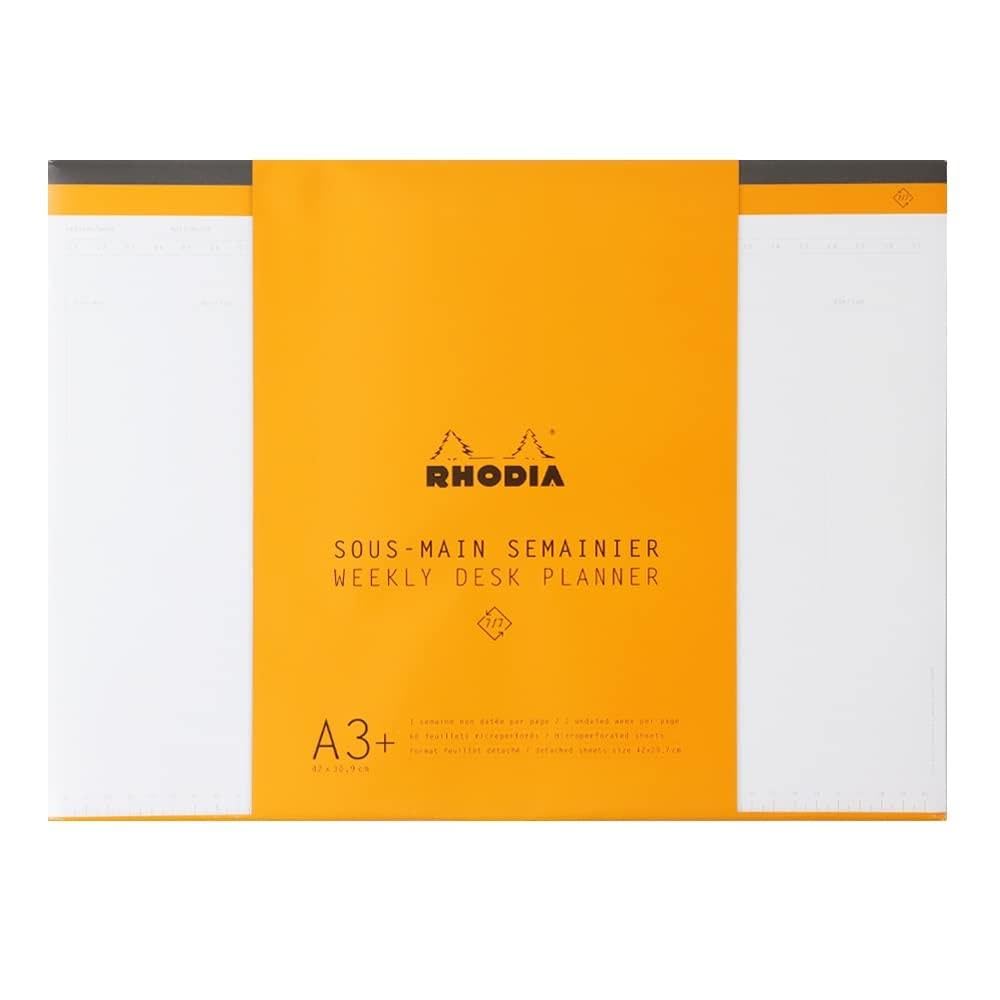 Rhodia -Ref 194041 - Undated Weekly Desk Pad - Premium 80 GSM White Paper -16 1/2 x 12 1/8" - 60 Sheets