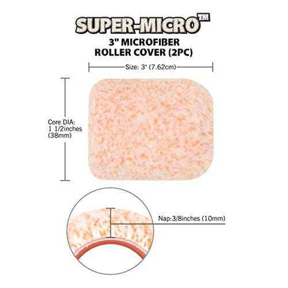 ROLLINGDOG 3 Inch Paint Roller - Small Paint Roller Microfiber Roller Covers, 3/8 inch Nap for Wall Ceiling Trim Edge Painting