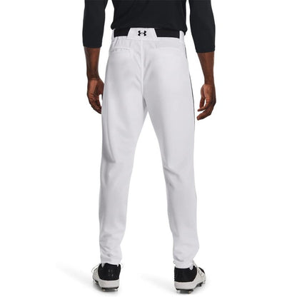 Under Armour Men's Utility Baseball Straight Leg Pant Pipe 22, (100) White/Black/Black, Large