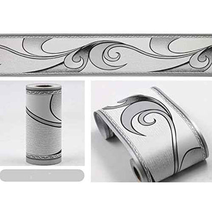 REDODECO Elegant Silver Grey Molding Wallpaper Border Peel Stick Home Ceiling Decorative Border for Bathroom Living Room Kitchen 4inch by 32.8ft