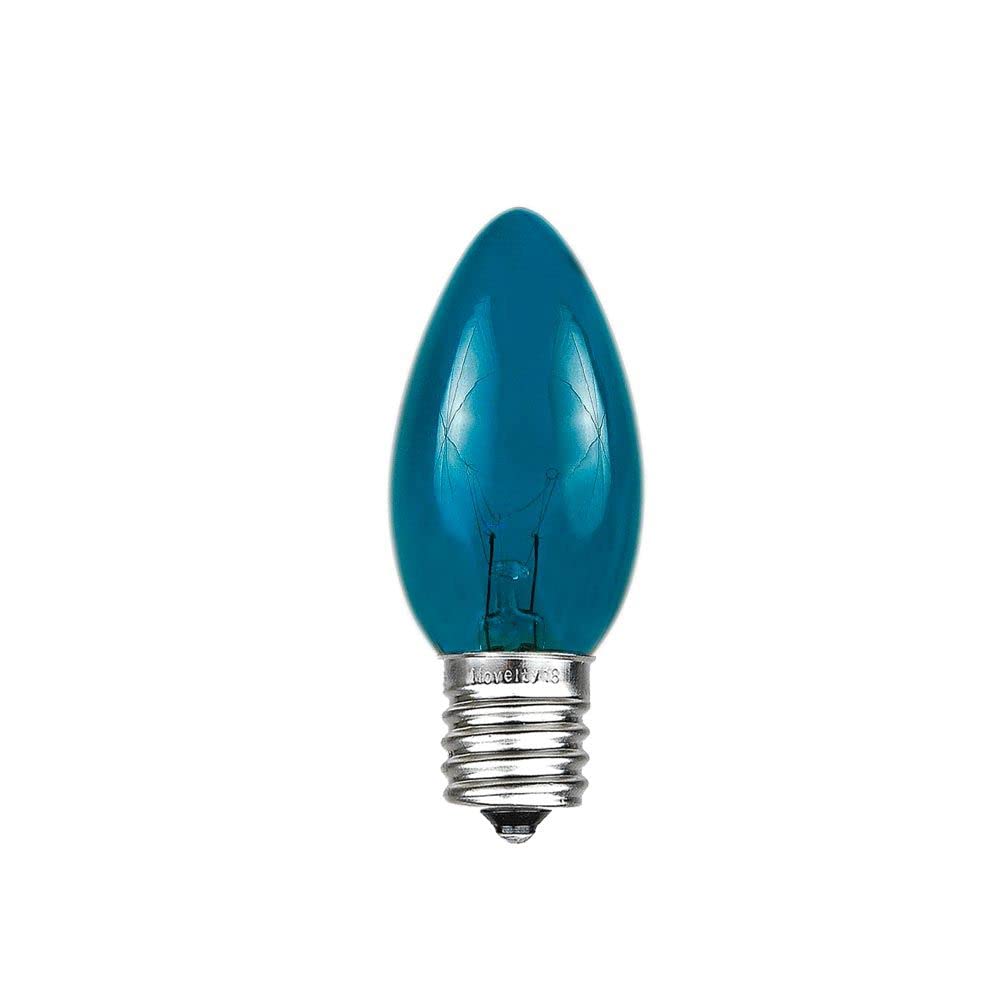 Novelty Lights Christmas Replacement Bulbs - Outdoor Individual Bulbs for Events, Holiday Parties, Patios, and More - C7/E12 Candelabra Base, 5 Watt Lights (Teal, 25 Pack)