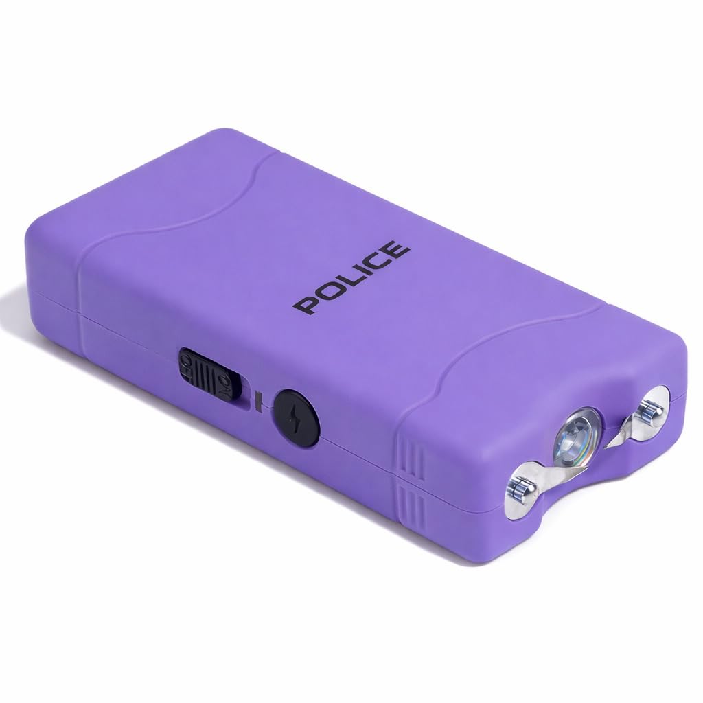 Police Stun Gun 800 Mini Rechargeable LED Flashlight Self Defense Purple