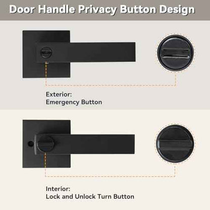 KAMOTA Privacy Door Levers, 5 Pack Matte Black Door Handles Bed and Bath Door Locks Interior Keyless Locksets, Left and Right Hand Reversible