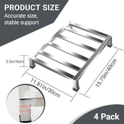 2 Pack Dunnage Rack,15.7"X11.8"X3.5" Stainless Steel Dunnage Racks,Kitchen Basement Garage Storage Racks,1000 lbs Capacity
