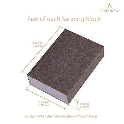 BEADNOVA Sanding Block Sandpaper Block Coarse/Medium/Fine/Superfine Assorted Dry Wet Sanding Sponge (Pack of 8, 4 Grit)
