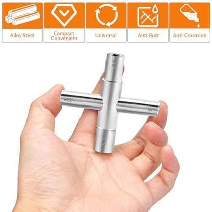 Water key, 2 Pcs 4 Way Sillcock Key, 1/4", 9/32", 5/16", 11/32, Commercial Water Meter Key for Faucet, Hose Bib, Spigot, Valve and Gas Fire Pits