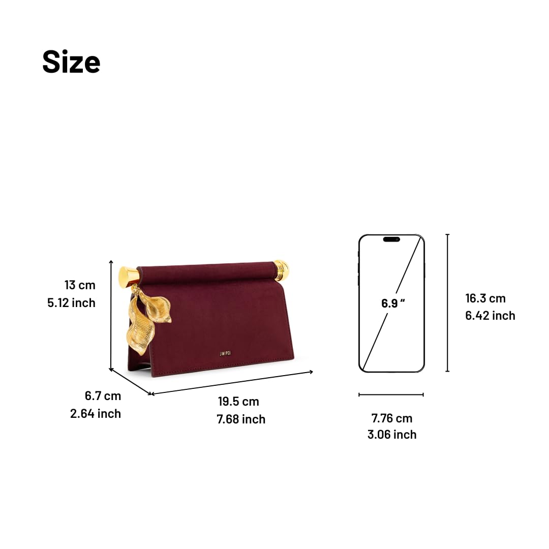 JW PEI Women's Holly Faux Suede Metal Pendant Embellished Clutch - Reddish Brown