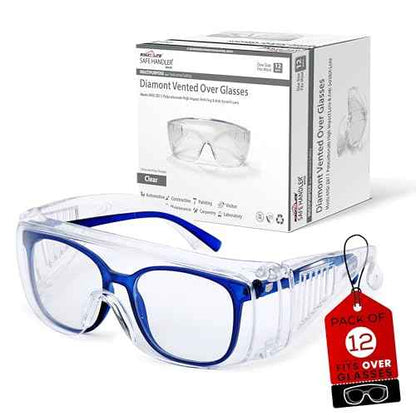 SAFE HANDLER BISON LIFE Diamont Vented Over Glasses Safety Glasses | Meets ANSI Z87.1, Impact Resistant Polycarbonate Lens