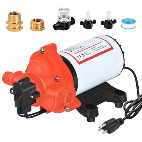110V Water Pressure Pump 4.0GPM 50PSI AC Power On Demand Electric Self-Priming Water Transfer Diaphragm Pump Include 3/4" Garden Hose Adapters for Home Kitchen Bathroom Irrigation Camper Industrial