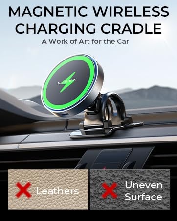LISEN for 15W MagSafe Car Mount Charger,Magnetic Wireless Car Charger for iPhone 16 Pro Max Accessories,Magnetic Phone Holder for iPhone 16e 15 14 13 12,Samsung with MagSafe,Gifts for Men Women