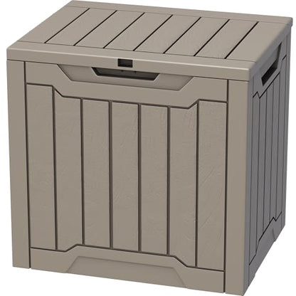 YITAHOME 31 Gallon Outdoor Storage Deck Box, Waterproof Resin Package Delivery and Storage Box with Lockable Lid for Patio Furniture Cushions, Pool Accessories, Garden Tools, Taupe