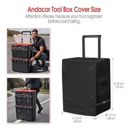 Tool Box Cover for Keter Stack-n-Roll Modular Tools Organizer Stackable 3PC Rolling Tool Box System with Wheels, 600D Waterproof Tool Chest Organizer Cover, Black, Cover Only