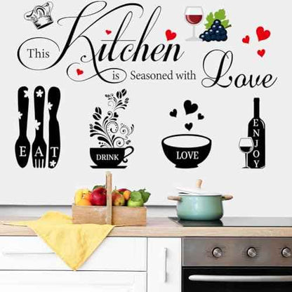Kitchen Wall Decals Wall Arts Stickers Dining Room Rules Decal Decor Kitchen Utensil Vinyl Home Decor forOffice School Coffee Shop Wall Decor (Other)