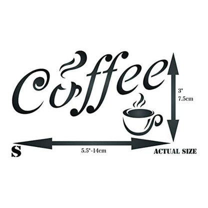 Coffee Stencil, 5.5 x 3 inch (S) - Quote Label Sign Word Stencils by CRAFT KREATIVELY