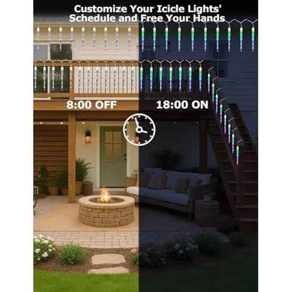 Smart Christmas Icicle Lights for Outside, 33FT 20 Tubes RGBW LED Icicle Christmas Lights Outdoor, App Remote Controlled DIY Dynamic Effects and 50+ Scenes for House Roof Decorations