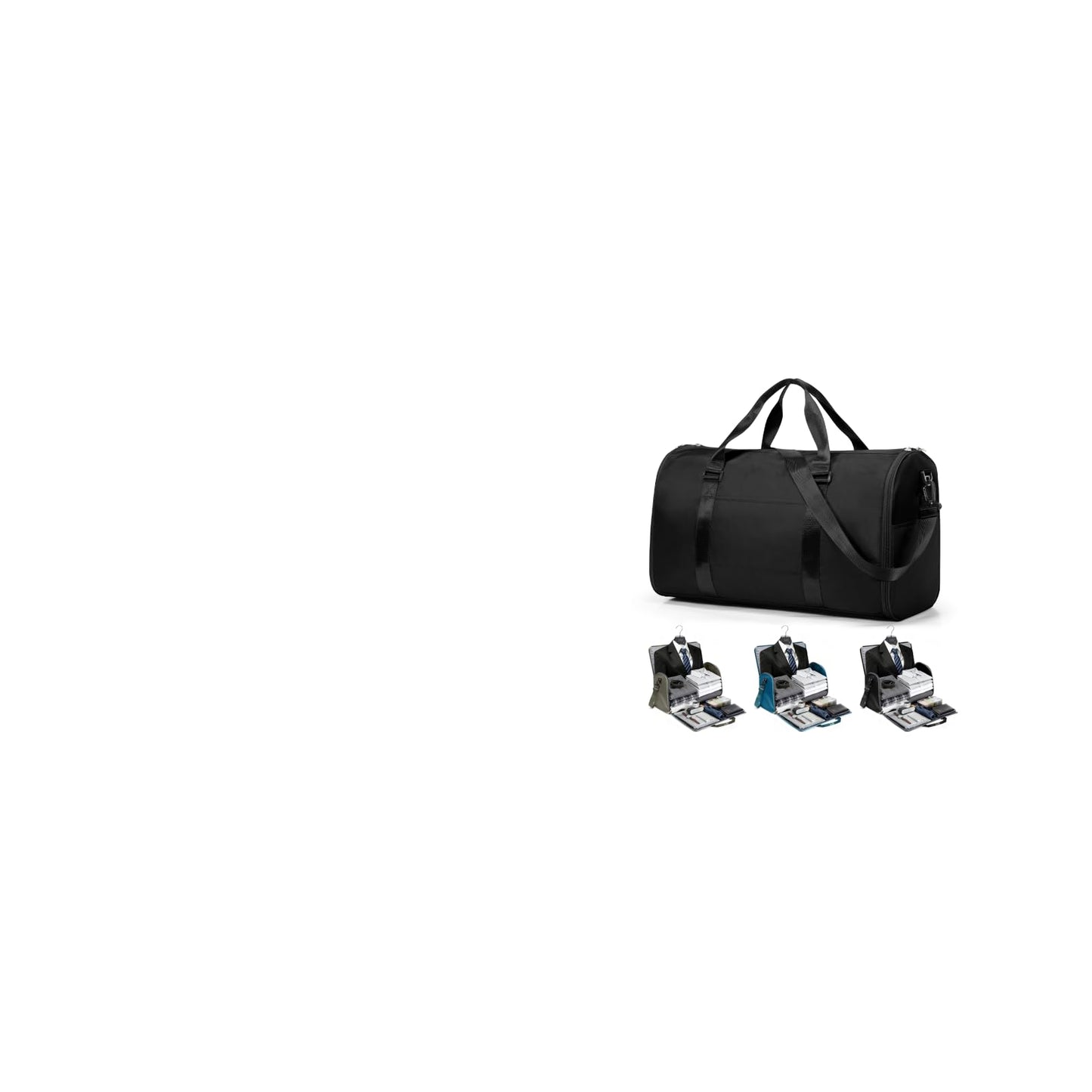 Convertible Garment Duffle Bags for Travel, Carry On Garment Bag for Women Men 2 in 1 Hanging Suit Bag, Large Weekender Bags for Business Trip Wedding Hanging Clothes Black