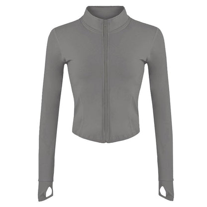 Lviefent Womens Lightweight Full Zip Running Track BBL Jacket Workout Slim Fit Yoga Sportwear with Thumb Holes (Grey, X-Small)
