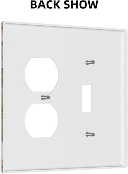Decorative Art Light Switch Covers Blossom & Hummingbird 2 Gang Single Toggle Duplex Combination Electrical Faceplate Switchplate Wall Plate for Home Decor