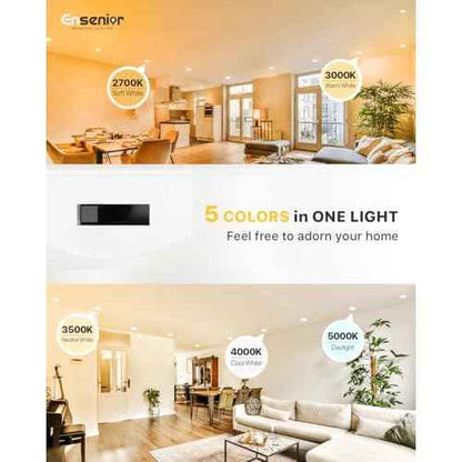 Ensenior 4 Inch LED Can Lights 12 Pack, Dimmable Retrofit Led Recessed Lighting, 5CCT Adjustable Color Temperature (2700K-5000K), 7W=77W 700LM, IC & Damp Rated, FCC