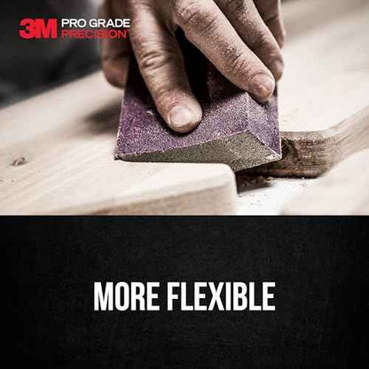 3M Pro Grade Precision 3-in-1 Sanding Sponge, 320 Grit X-Fine, 2 Sponges, Washable & Reusable, for Wood, Metal, Drywall, and Paint Finishing ? Flexible Foam, Contoured, Angled, Flat