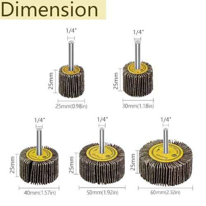 10 Pcs Abrasive Flap Wheels Sander, 1/4'' Shank Flap Wheel for Drill, Grinder, Rotary Tools (25/30/40/50/60mm)