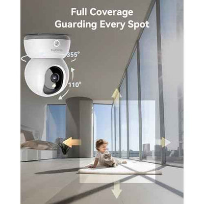 blurams 5G Indoor Camera, 2K Nanny Cam, 360¡Æ PTZ Pet Camera with Phone App, One-Touch Call, Color/IR Night Vision, Dual-Band Wi-Fi, Motion Tracking, Compatible with Alexa(2Pack)