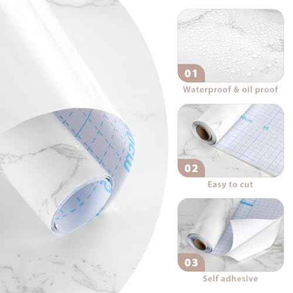 Marble Contact Paper Peel and Stick Wallpaper Glossy Granite Self Adhesive Waterproof Countertop Vinyl Wrap Removable Decorative Film for Kitchen Cabinets Bathroom (15.7" x 78.7")