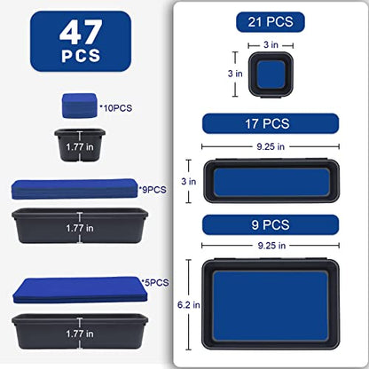 Tool Box Organizer, Tool Drawer Organizer Tray Divider, Toolbox Organization, Garage Tool Organizers and Storage, Tool Box Accessories for Rolling Tool Chest Cabinet (Blue (47PCS))