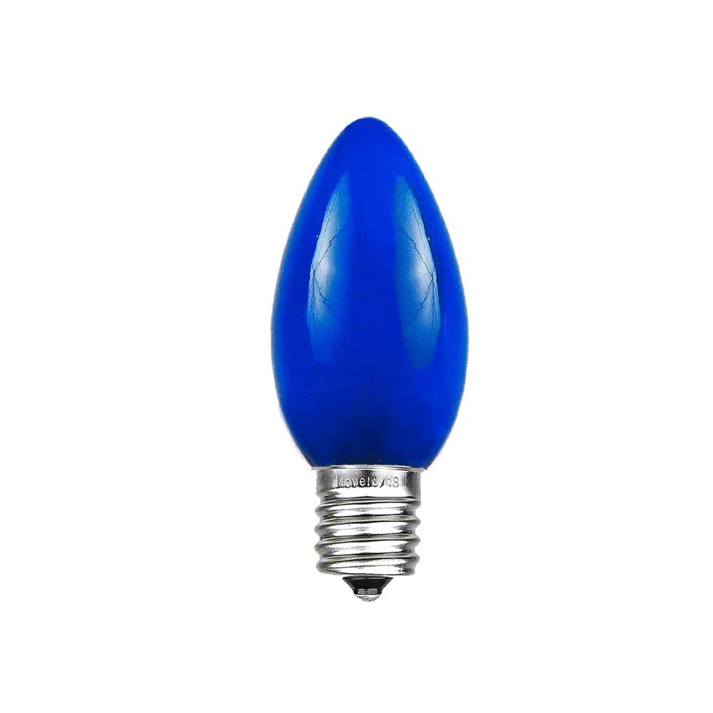Novelty Lights Ceramic Christmas Replacement Bulbs - Outdoor Individual Bulbs for Events, Holiday Parties, Patios, and More - C7/E12 Candelabra Base, 5 Watt Lights (Blue, 25 Pack)