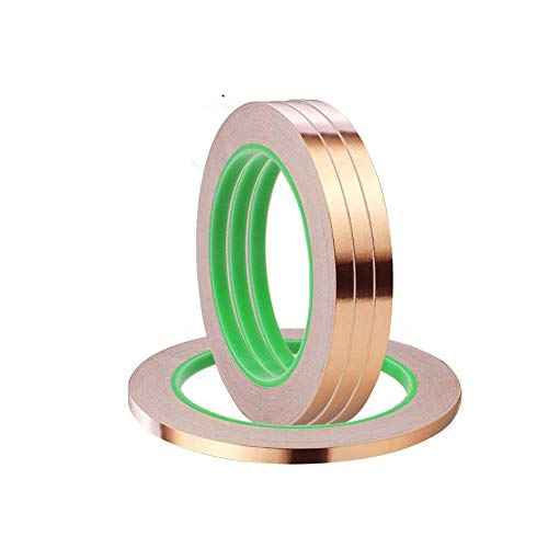 Oubaka 4 Pack Copper Foil Tape,Copper Tape Double-Sided Conductive Adhesive for EMI Shielding,Paper Circuits,Electrical Repairs,Grounding(1/8" x21.9yards)