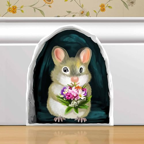 Mouse Reading Book, Wall Decor Sticker Decal, Kids Room, Classroom, Home, Bedroom, Bookcase, Book Lover, of Mice and Men, Children, Adorable, (Mouse Flowers)