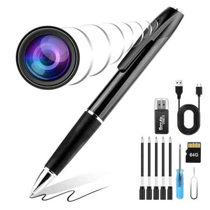 1080P Mini Pen with Video- One Button Surveillance, 64GB Nany Camera Invisible Body Cam, Taking Photo Ideal for Home Security