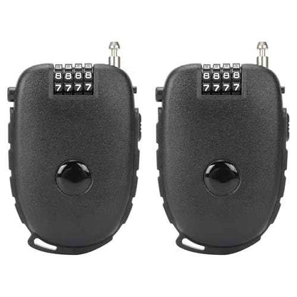2 Pack 4-Digit Combination Lock with 27.5 Inch Quickly Retractable Steel Cables - Keyless Security for Bike, Helmet, Ski, Snowboard, Stroller, Luggage, Door, Gate, Fences, Backpack & More