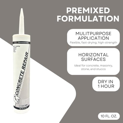 Akona Concrete Repair Tube - Liquid Crack Filler, Repair Cement, Cracks, Driveways, Patios, Ready-to-Use, Outdoor and Indoor (10 Ounce, 1)