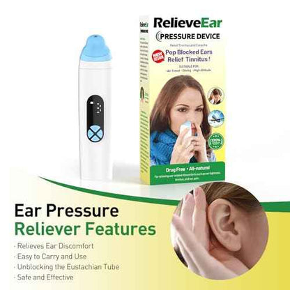 Eustachian Ear Pressure Balancer, Tinnitus Relief for Ringing Ears | Air, Dive and Altitude Use | Safe Ear Relief | White